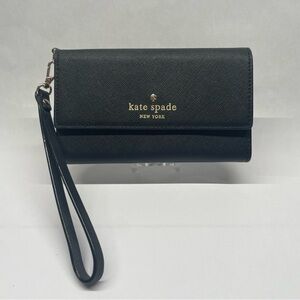 Kate Spade New York Cedar Street Leather Tri-Fold Wallet Wristlet – Phone Case